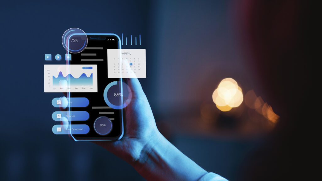 Picture of a smartphone with dasboards